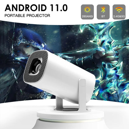 HONGTOP Android 11 Portable Projector – 4K Support, Bluetooth 5.0, Dual WiFi 6